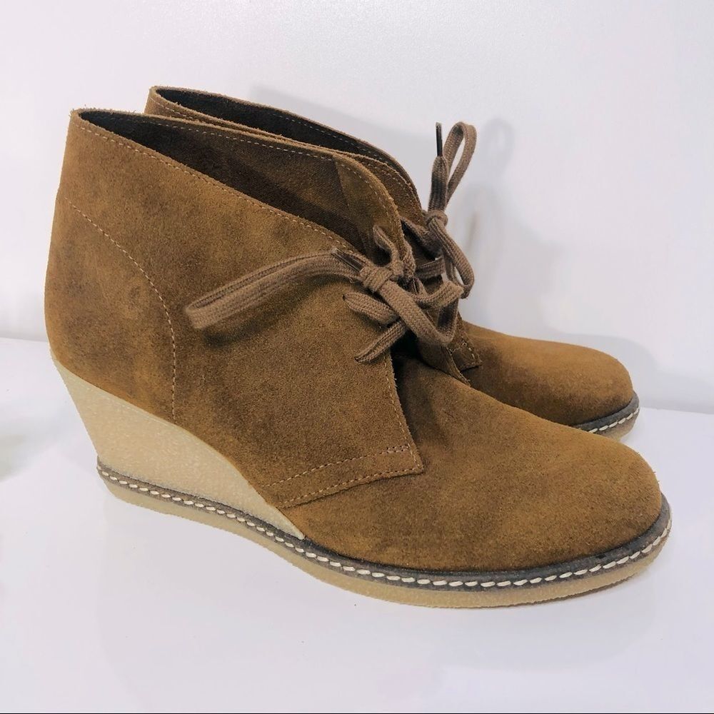 J. Crew Brown Suede Wedge Lace Up Loafers
